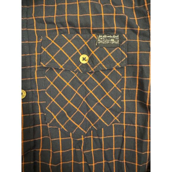 NWT 7 For All Mankind Boys Button Down Shirt Navy/Orange Pattern Size XL - Picture 2 of 6